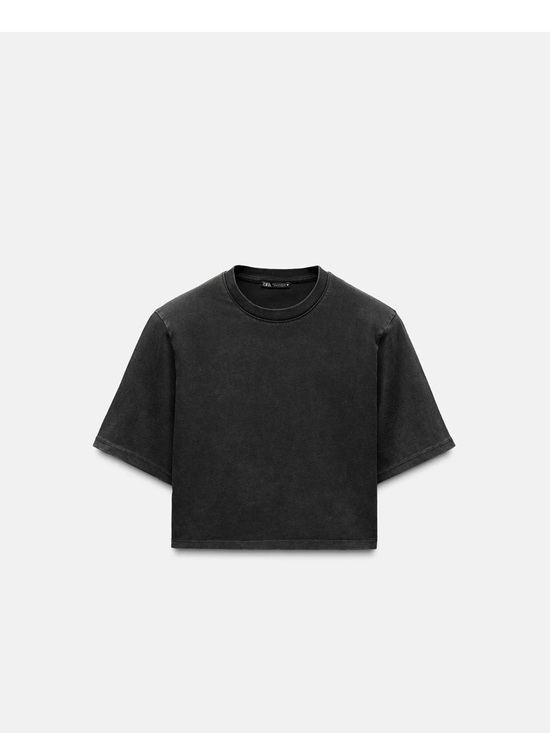 Zara Tops - Black Cropped Shoulder Pad Top